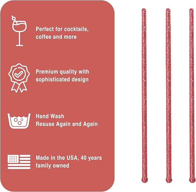 Coffee and Cocktail Stirrers, Reusable Plastic Drink Stirrer Sticks, 100 Ball Head Swizzle Sticks, Use as a Cocktail Garnish or Cake Pop Stick, and Restaurant Supplies, 6 inch (Red)