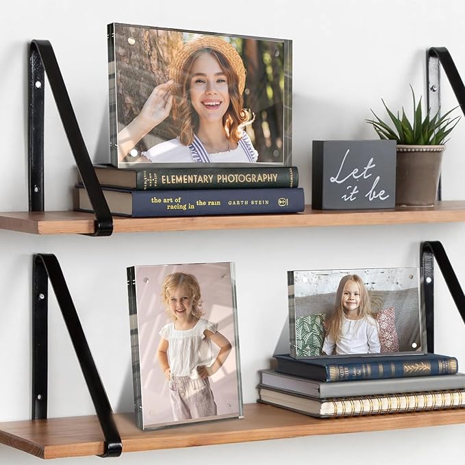 4x6 Inches Acrylic Picture Frames 1 Pack, Double Sided Magnetic Photo Frames,Free Standing on Desk or Table Clear Picture Frames