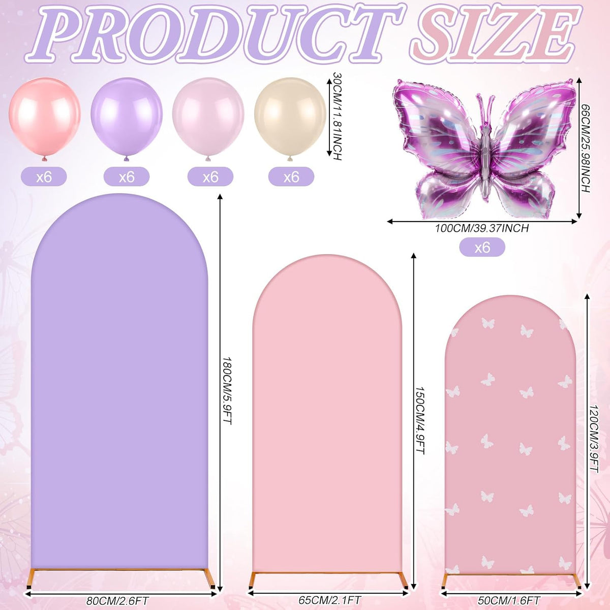 foilswirl 34 pcs butterfly party decor, butterfly arch, close-up detail