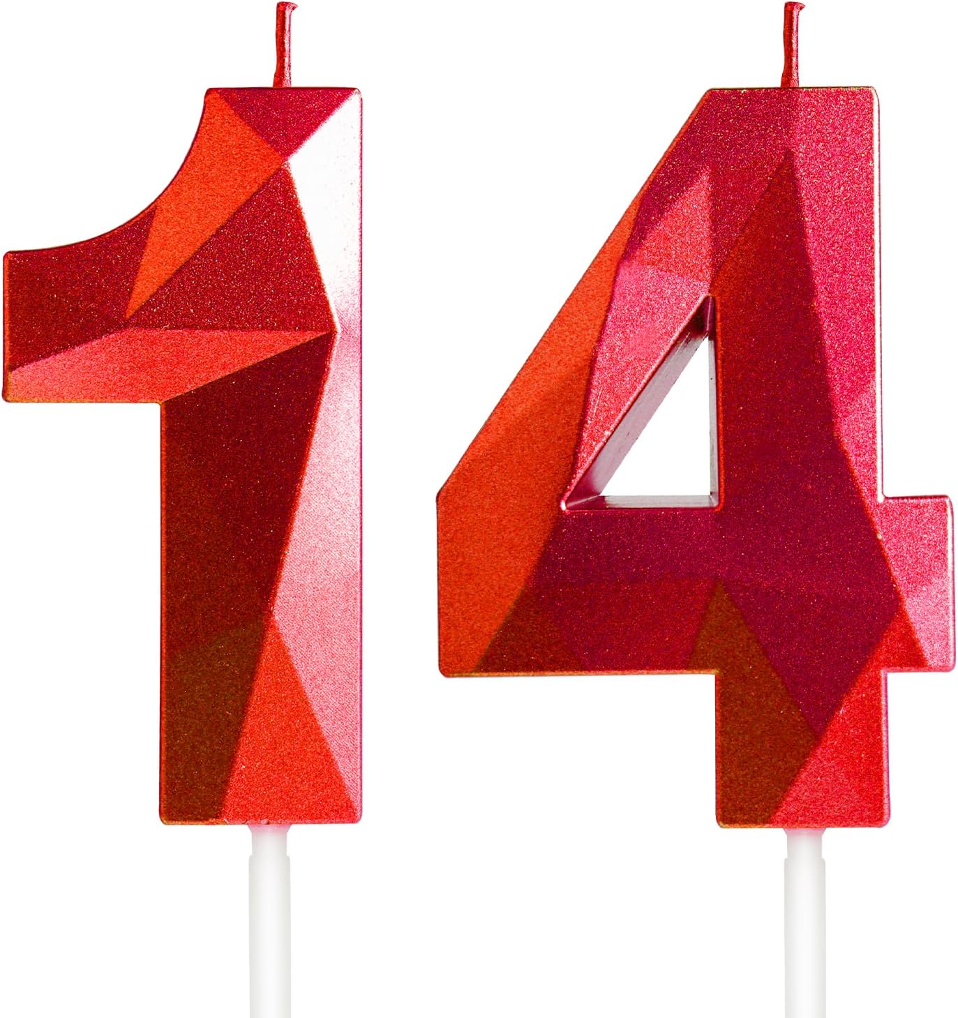 Number 14 Candles,14th Birthday Candles,Red Happy Birthday Candle for Cake,3D Design Cake Topper Decorations for Boy Men Girl Women Pet Birthday Party Wedding Anniversary Celebration Supplies
