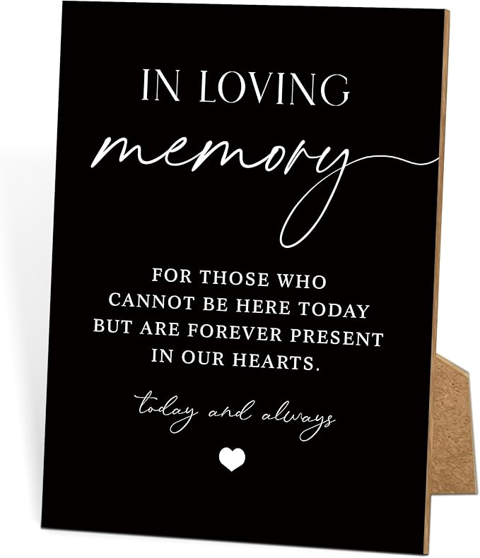 Wedding Memorial Sign, 8x11 Black Minimalist Style Memorial Table Sign for Wedding, In Loving Memory Sign,Wedding Decorations, Wedding Table Decor, Memorial Gifts For Loss of Loved One -8