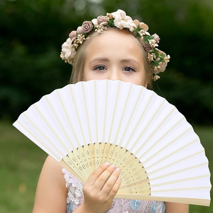 Aneco 18 Pieces 18 Colors Handheld Fans Cloth Hand Fans Bamboo Folding Fans for Wedding Decoration, Church Wedding Gifts, Party Favors, DIY Decoration