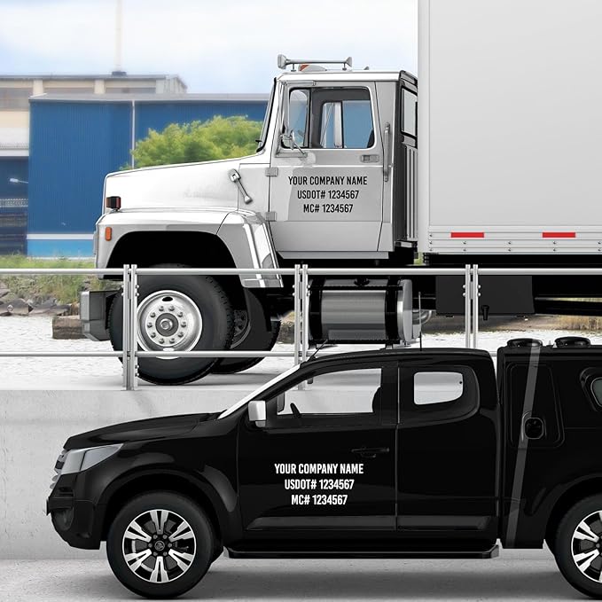 Custom USDOT Truck Decal, MC, Company Name & Registration Stickers, Vinyl Lettering Sticker for Auto Car Window, Vehicles, Doors, Trailer, Personalized, Trucking Letter Decals, Compliant 2" High