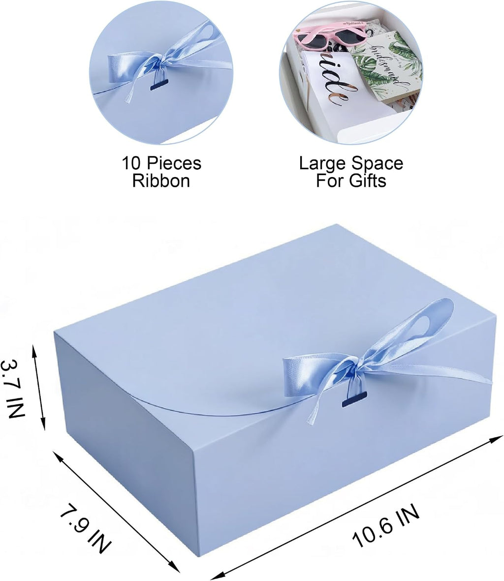 PartyGifts&beyond Gift Boxes with Lids for Presents 10 Pack Bridesmaid Proposal Boxes for Wedding,Engagements,Bridal Shower,Party Gift(Light Blue)