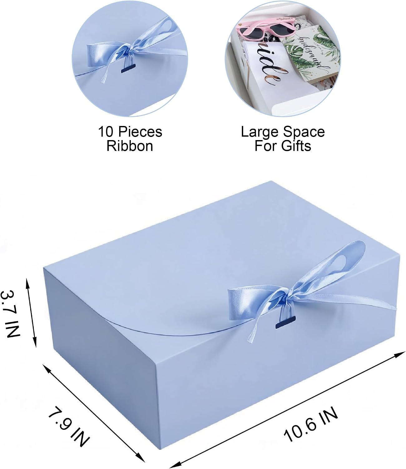 PartyGifts&beyond Gift Boxes with Lids for Presents 10 Pack Bridesmaid Proposal Boxes for Wedding,Engagements,Bridal Shower,Party Gift(Light Blue)