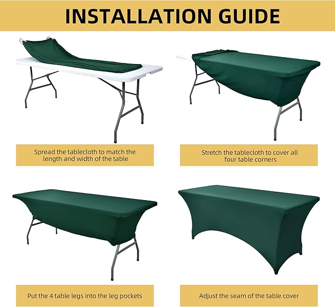 6-Pack 6ft Spandex Table Covers for Rectangle Standard Folding Tables - Wrinkle Resistant Stretch Tablecloths - Ultimate Fitted Table Protector for Parties, Trade Shows, Wedding