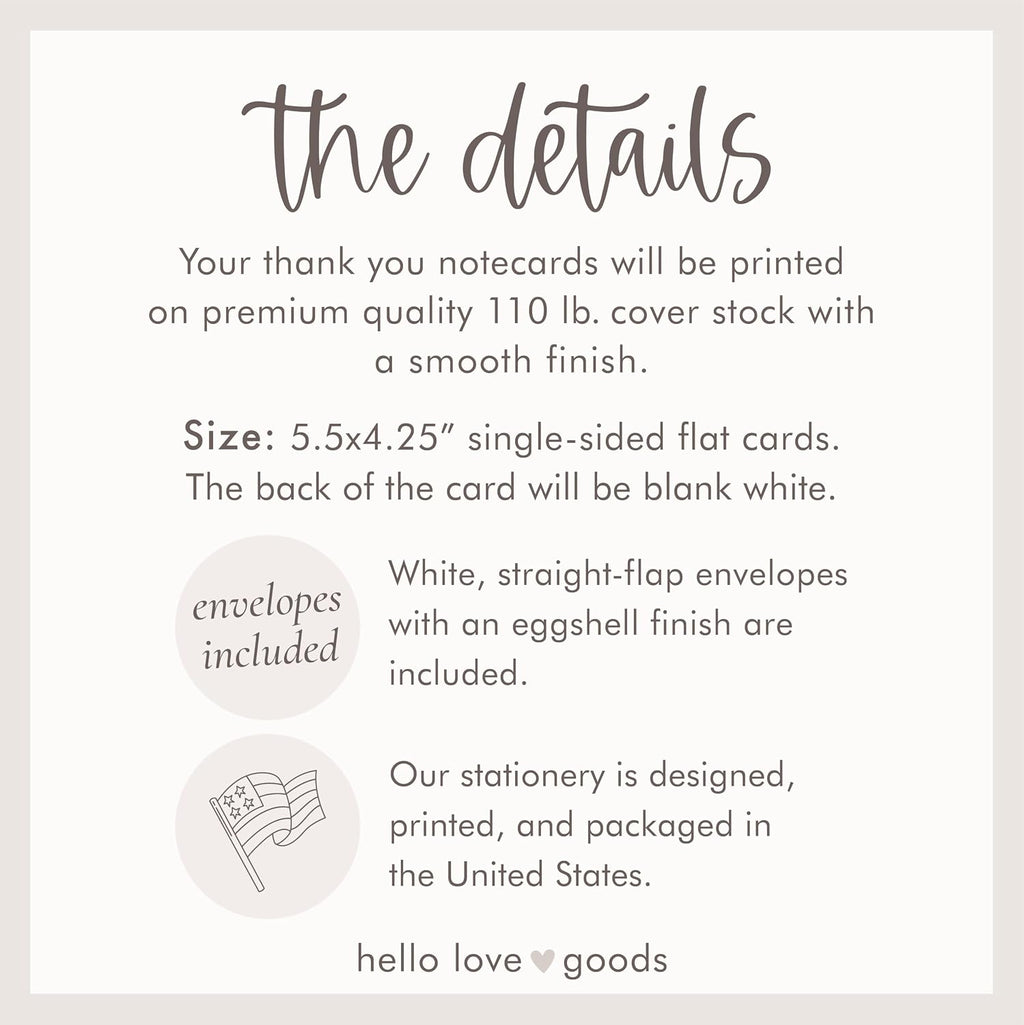 Personalized Wedding Thank You Cards with Envelopes, Flat 4.25 x 5.5 Custom Thank You Notes, Blue Floral Wedding Thank You Cards (Blue Floral)