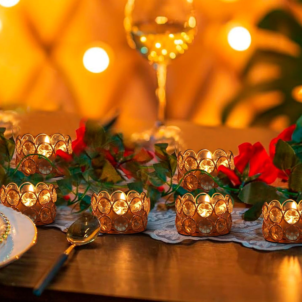 96Pcs Crystal Tea Light Candle Centerpieces for Tables Gold Votives Bulk,Geometric Candle Holder for Wedding Valentine's Day Party Gifts recuerdos para 15 años quinceañeras(Candle Excluded)
