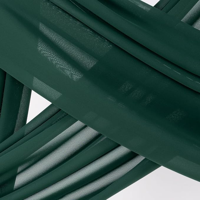 Socomi Wedding Arch Draping Fabric 1 Panel 29" x 19Ft Emerald Green Sheer Chiffon Curtain Drapes 6 Yards for Wedding Ceremony Birthday Party Decoration