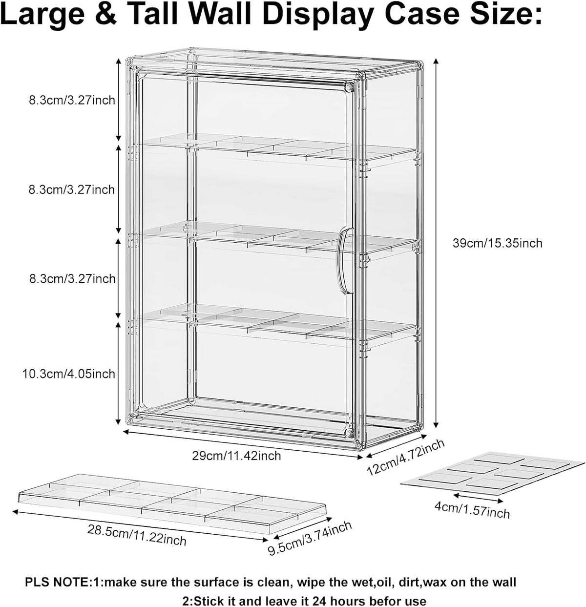 clear 4 tiers acrylic display case for figures on a desk or shelf