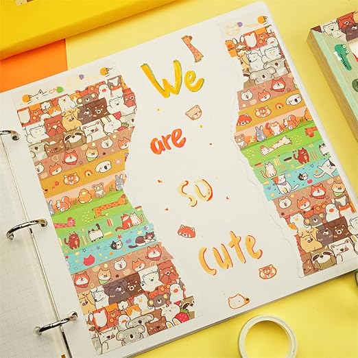 20 Rolls Cute Animals Washi Tape Set, Gold Silver Foil Cartoon Pets Decorative Tape for Bullet Journal, Planner, DIY Arts Crafts, Scrapbooking, Holiday Decoration