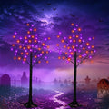 4 ft lighted black halloween tree lights with, main product view
