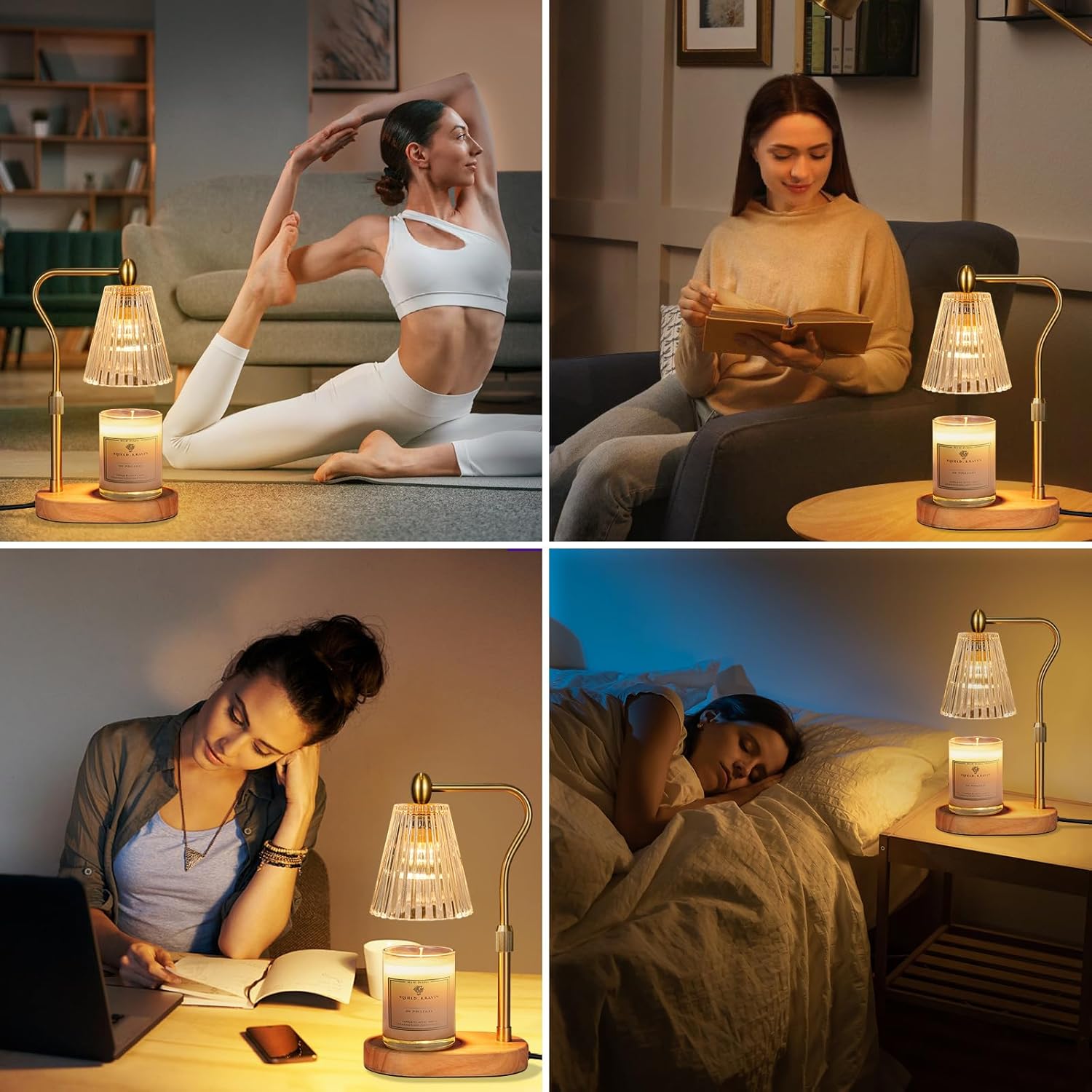 Engpure Candle Warmer Lamp - Candle Warmer Lamp with Timer and Dimmer Adjustable Height,Electric Wax Melt Warmer with 2 Bulbs for Scented Jar Candles Home Decor Mother's Day Gifts, Amber