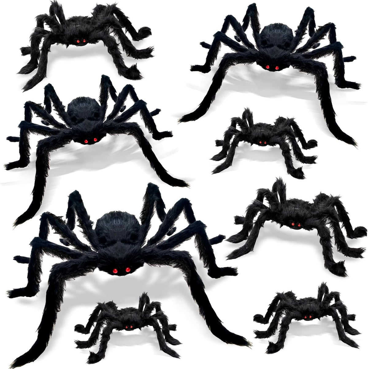 8Pcs Giant Halloween Spiders Decorations Indoor Realistic Hairy Halloween Spi...