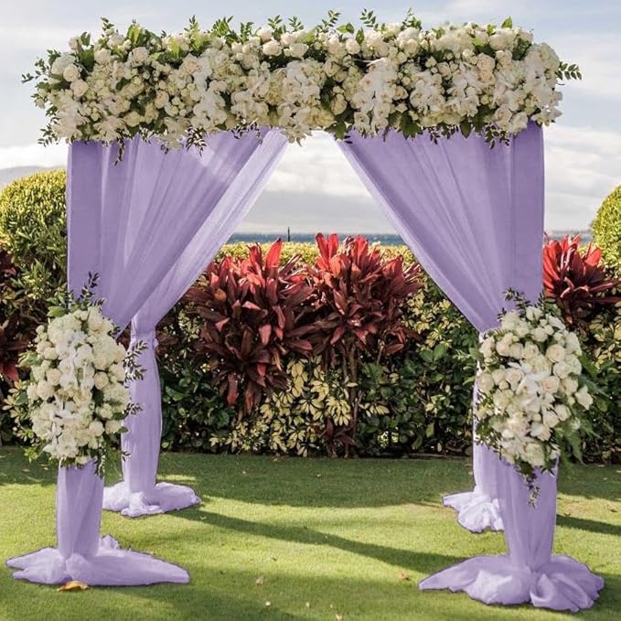 Wedding Arch Draping Fabric 2 Panels 30'' x 18FT Lilac Sheer Chiffon Arch Drapery for Photo Booth Bridal Shower Baby Shower Church Decor Newborn Photography Christening Outdoor Party