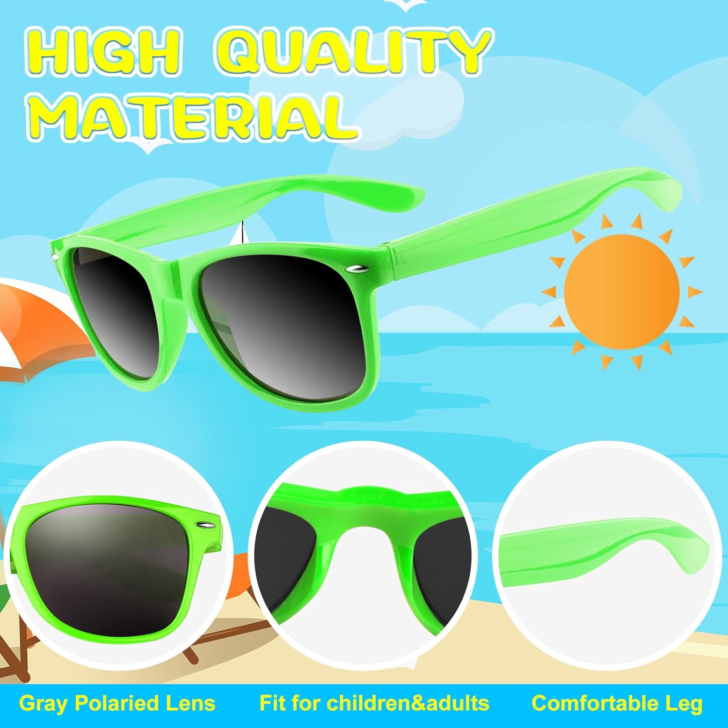 ASTARON 12 Pack Party Sunglasses Bulk Neon Party Favors for Beach Wedding Party Pool Supplies
