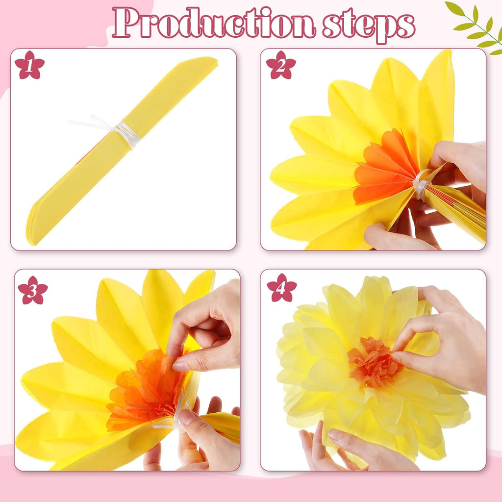 Geyee 27 Pcs Mexican Paper Flowers Fiesta Tissue Paper Flowers Colorful Crepe Flower Mexican Fiesta Party Decorations for Floral Backdrop Carnival Wedding Birthday Party Craft Wall Decor (8" 10" 12")