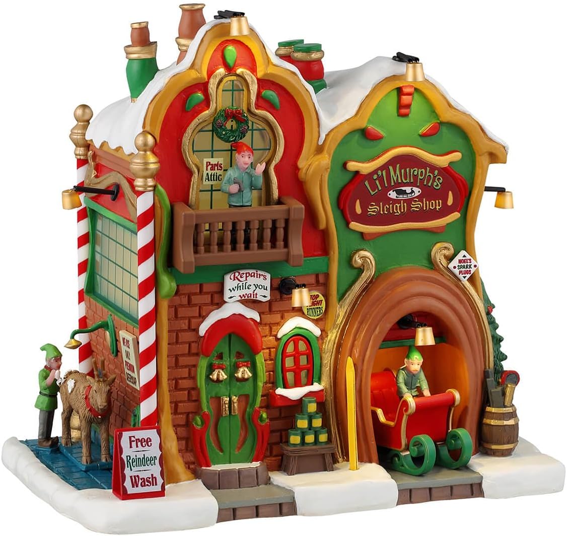 lemax li'l murph's sleigh shop, battery operated (4.5v), main product view