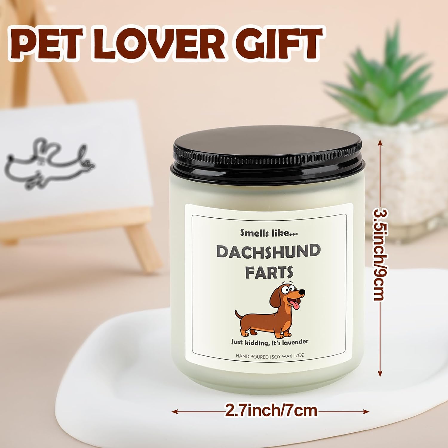 Dachshund Gifts & Decor, Dachshund Gifts for Women, Weiner Dog Farts Candle | Lavender Scent, Handcrafted with Natural Soy Wax