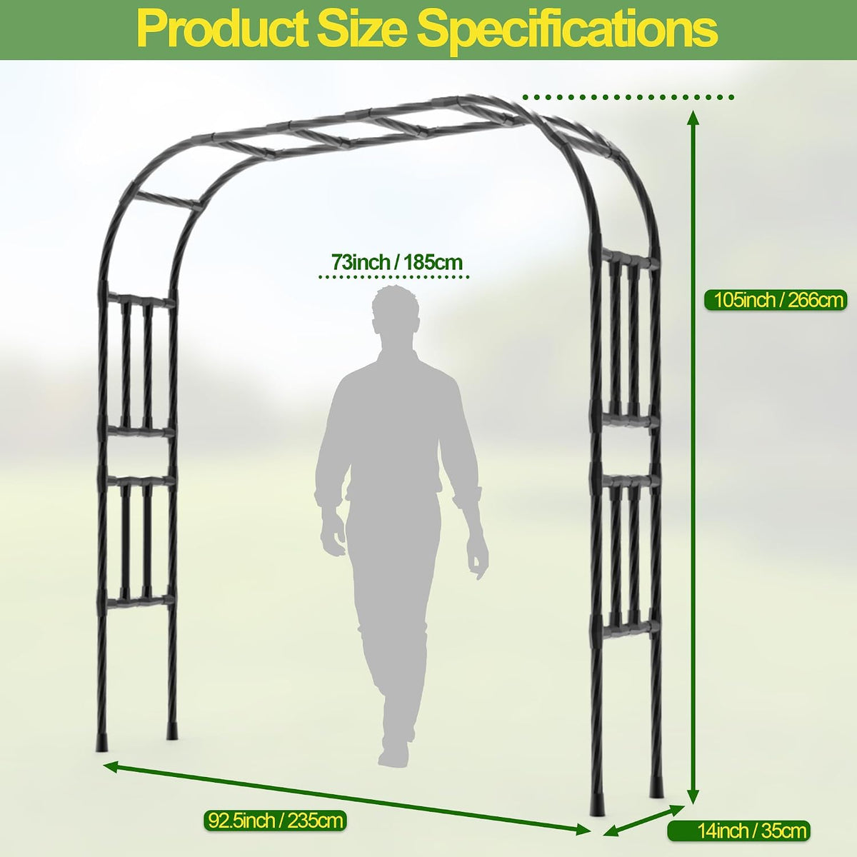 BUKLIYN Garden Arch Trellis - Garden Arch Size: 92.5in(L) * 105in(H)