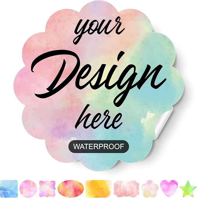 Personalized Labels - Custom Stickers with Any Design Image Logo Text, Thank You Labels, 100 Scalloped 6x6