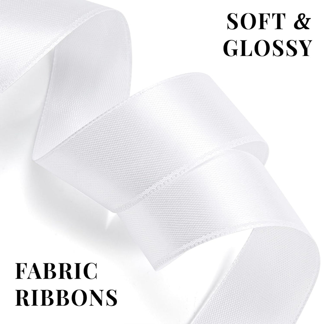100 Yards 1 Inch White Satin Ribbon, Solid Craft Fabric Ribbon for Christmas Gift Wrapping, Bows Making, Flower Bouquet, Wedding Party Decoration