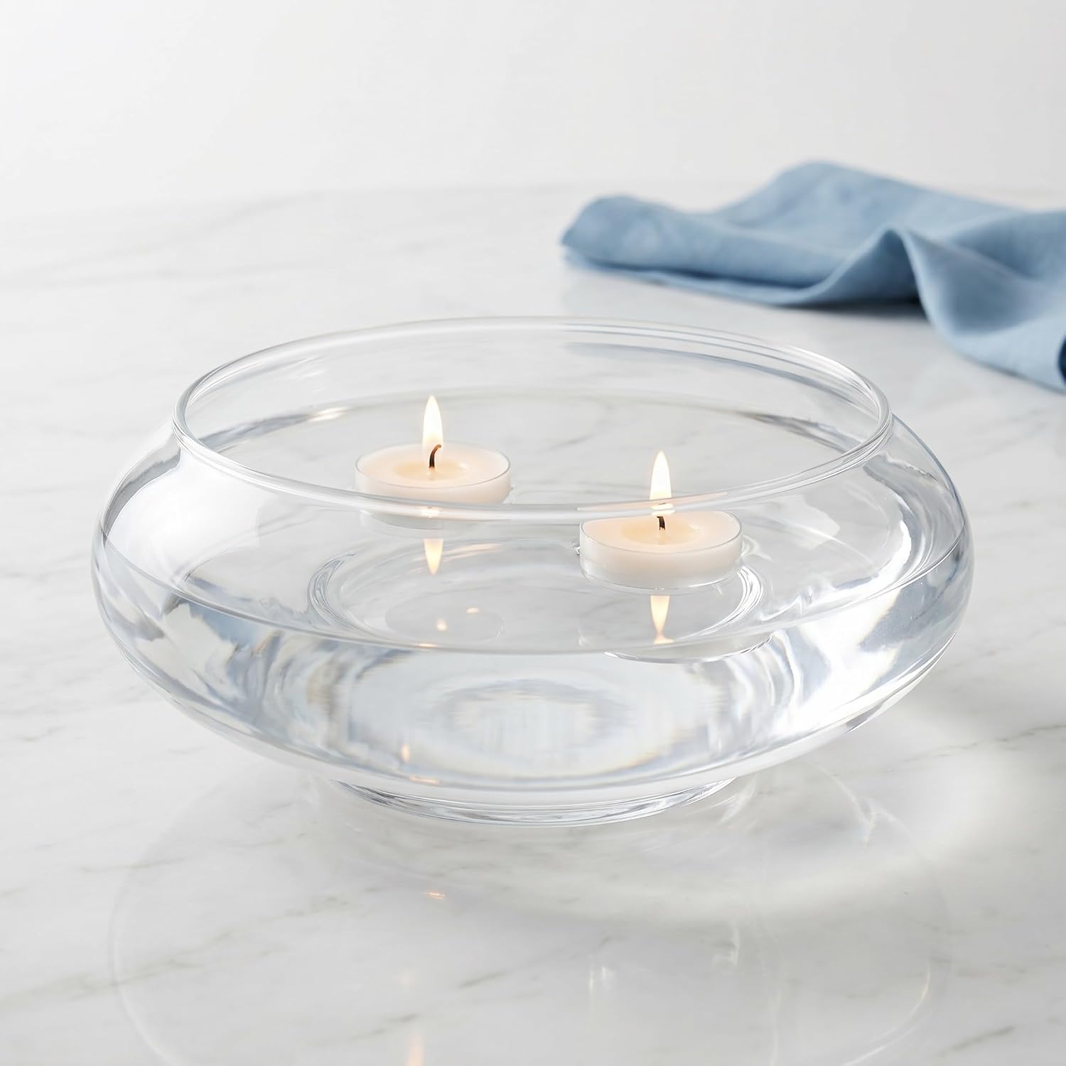2pcs Glass Floating Candle Holders with Stable Base, Elegant Glass Bowl for Water Candles and Hydroponic Plants, Decorative Centerpiece for Shower and Ceremonies