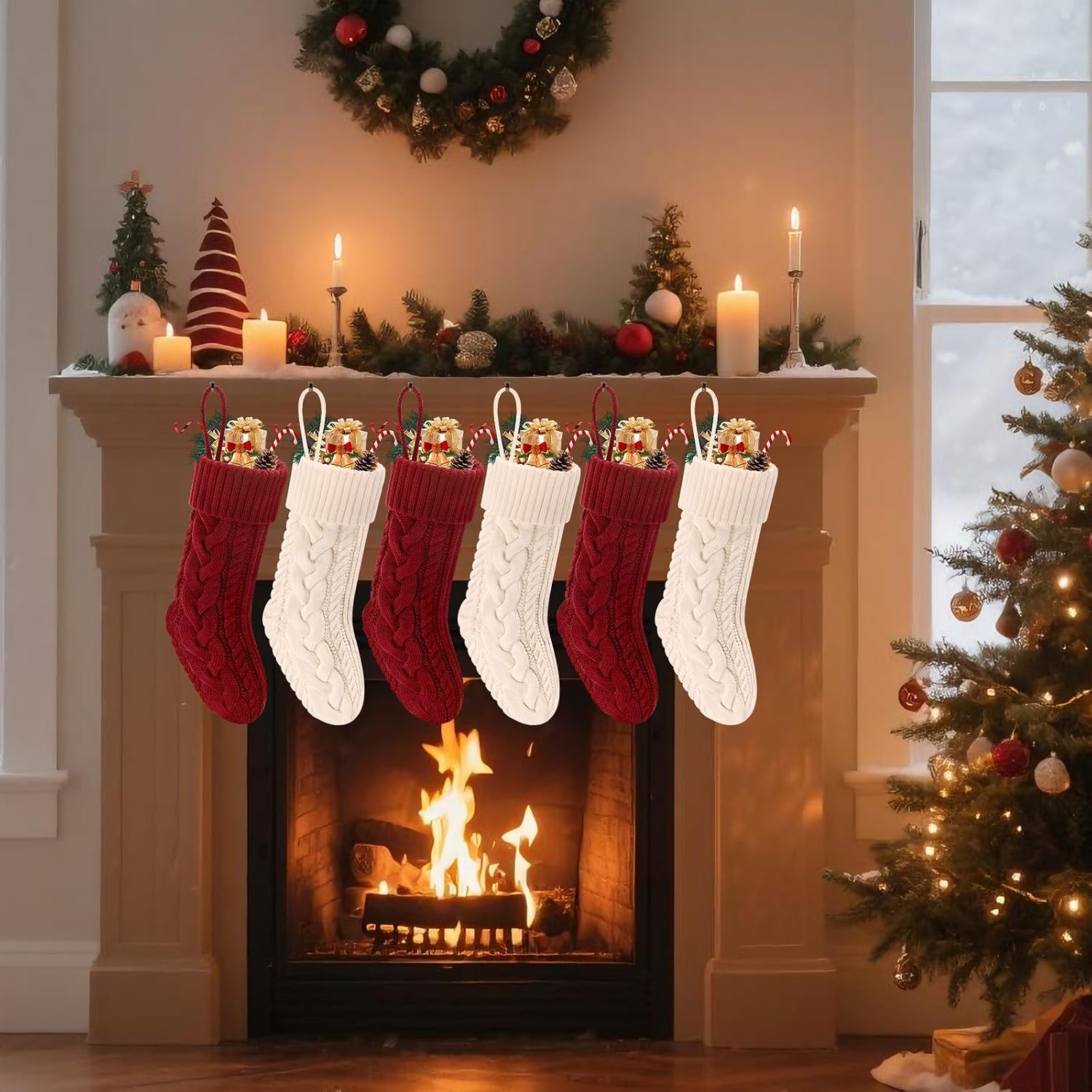 Christmas Stockings 18" Knitted Stocking Christmas Decorations | Soft acrylic fabric,Twist style high-quality classic knit pattern,Christmas Stocking is large enough to hold gift