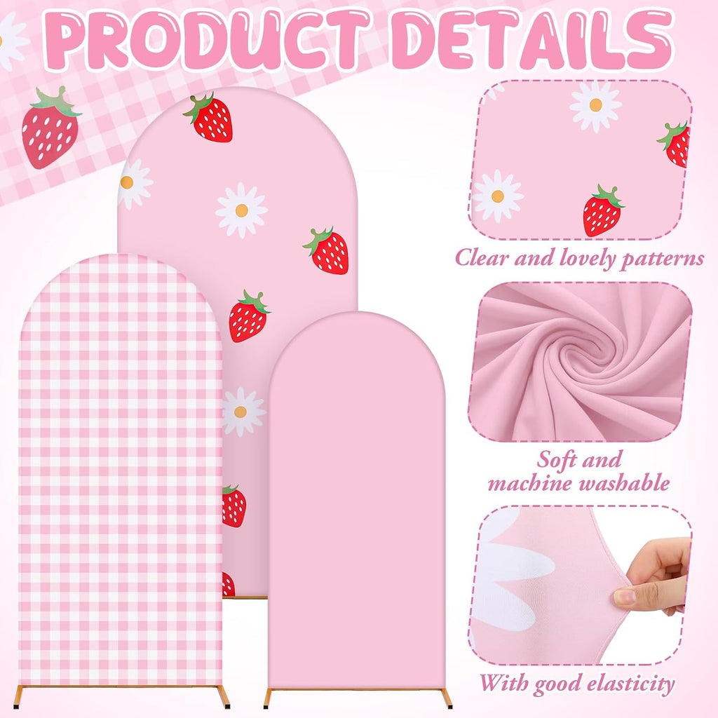 foilswirl 34 pcs strawberry arch backdrop covers party, side view