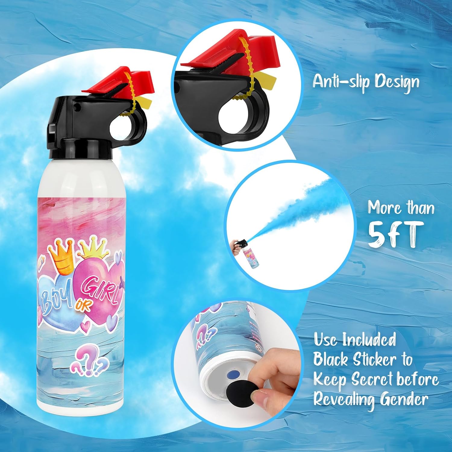 Gender Reveal Fire Extinguisher, 2 Pack Gender Reveal Ideas Gender Reveal Party Decorations Baby Girl Boy Reveal Party Ideas Gender Reveal Decor (Blue, Small)