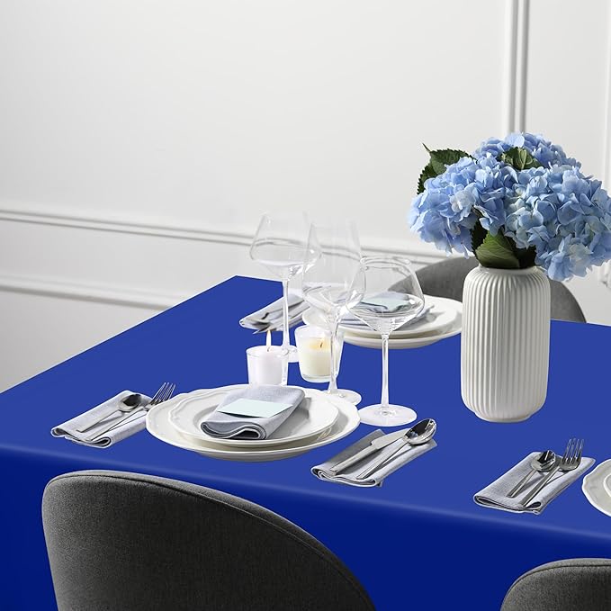 QZYL 4 PCS Blue Tablecloth, 54 x 108 Inches Plastic Table Cloth Disposable, Table Cloth for Parties, Picnic, Camping and Baby Shower Decorations, Leakproof Table Cover of Indoors Outdoors