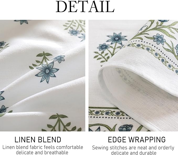 ISAENNE Designer White Linen Small Round Tablecloth,Chinoiserie Floral Elegant Indoor Table Cloth,Fall Stain Proof Decor Tablecloths for Dining Thanksgiving Kitchen,Diameter 55"-Mosella F