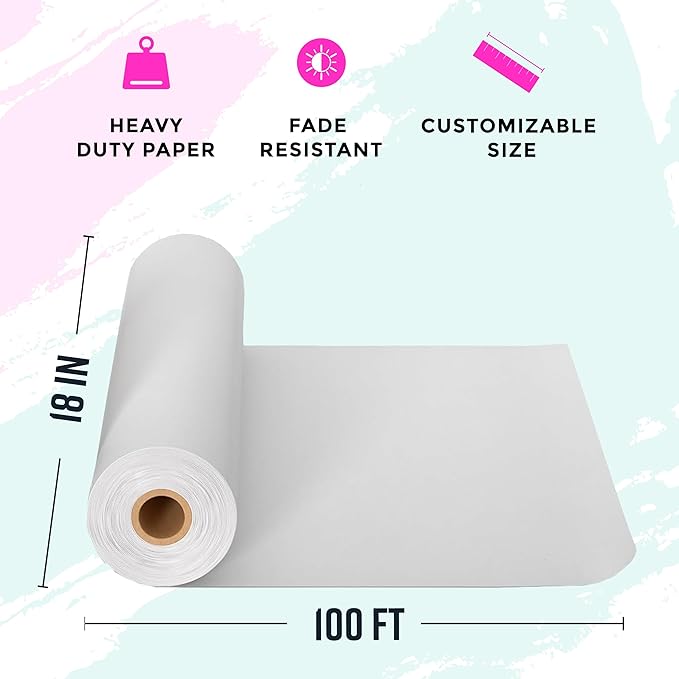 Bryco Goods 18”x1200” (100’) White Kraft Paper Roll - Pack of 2 - Easel Paper for Arts & Crafts, Floor Covering, Packaging, Gift Wrapping, Bulletin Boards - Made in The USA