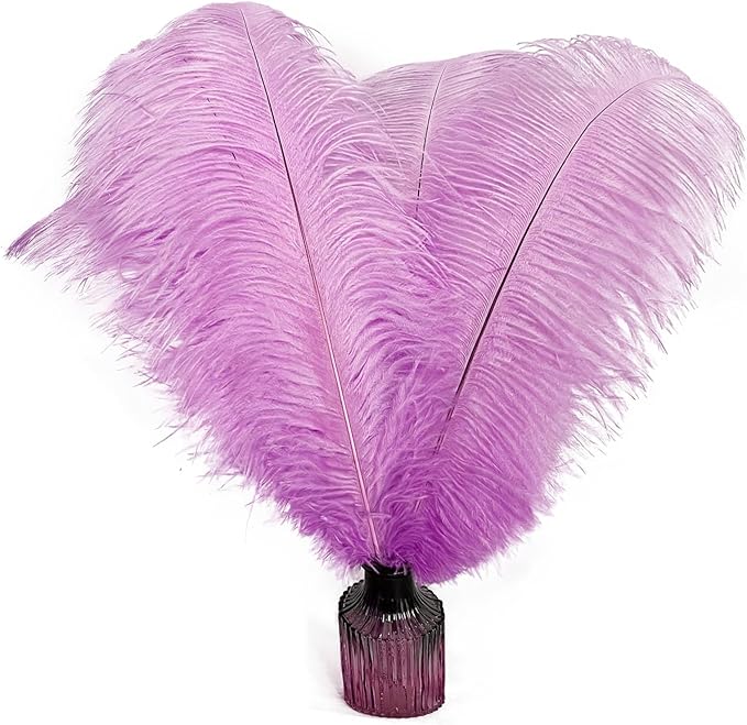 Happy Feather 16-18 inch Light Purple Ostrich Feathers Craft for Wedding Party Centerpieces Home Decoration DIY Craft Pack of 10