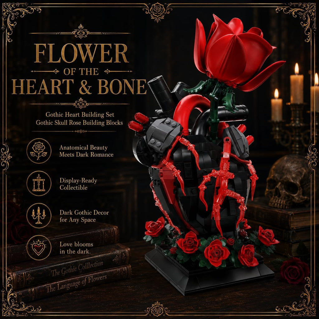 gothic heart rose building block set anatomical heart shown in use