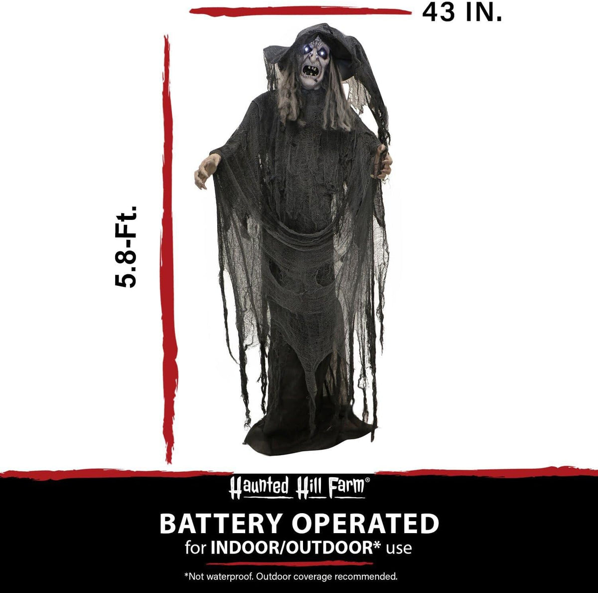 Haunted Hill Farm Life-Size Animatronic Scary Talking Witch with Touch Activa...