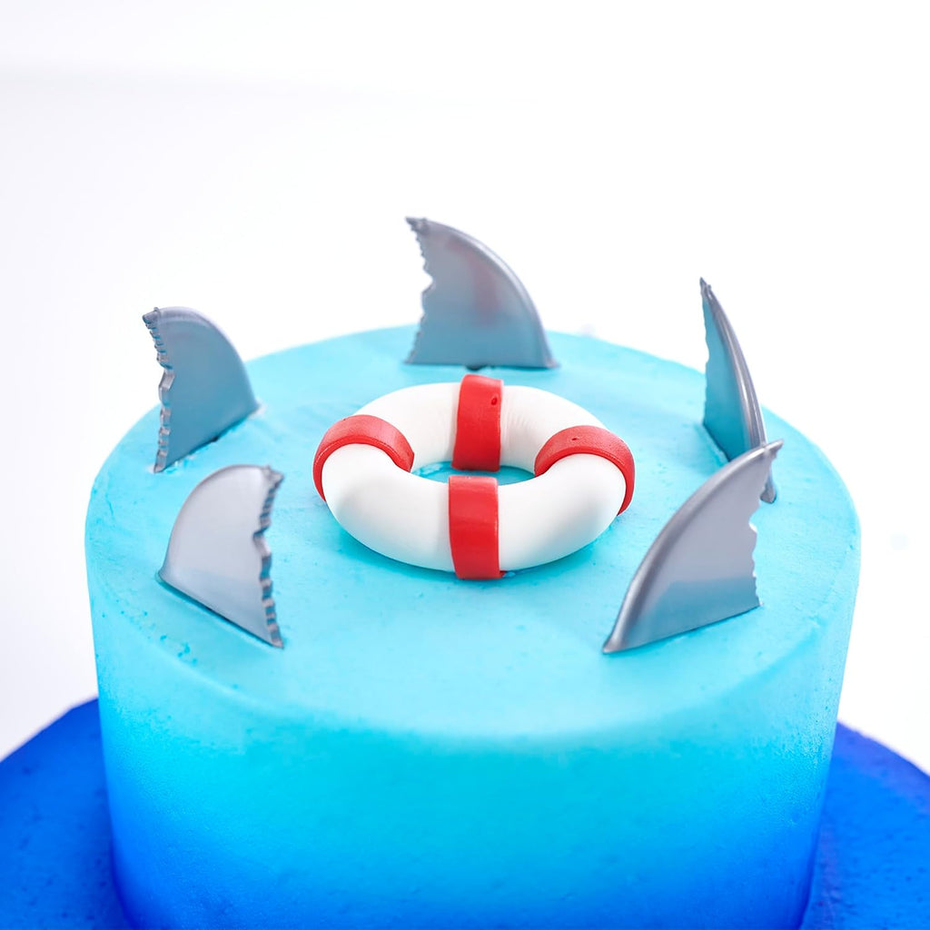 DecoPac Shark Fin Cake Picks, 24-Pack, Cupcake Toppers, Reusable Decorations for Cakes, Cupcakes and other Bakes, Beach Party, Pool Party