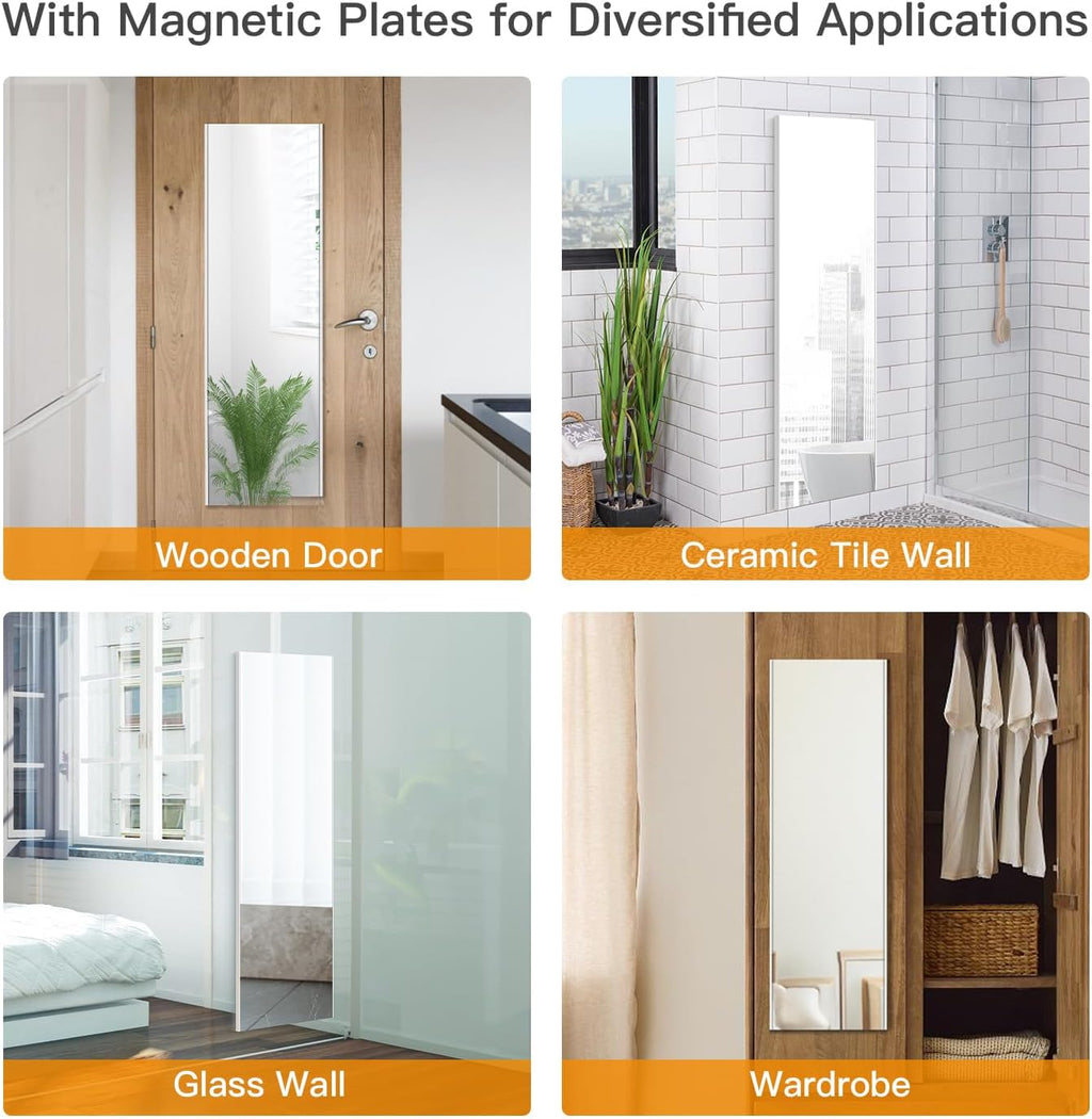 brisafe magnetic no-drill shatterproof nanomirror, 20 x 63, close-up detail