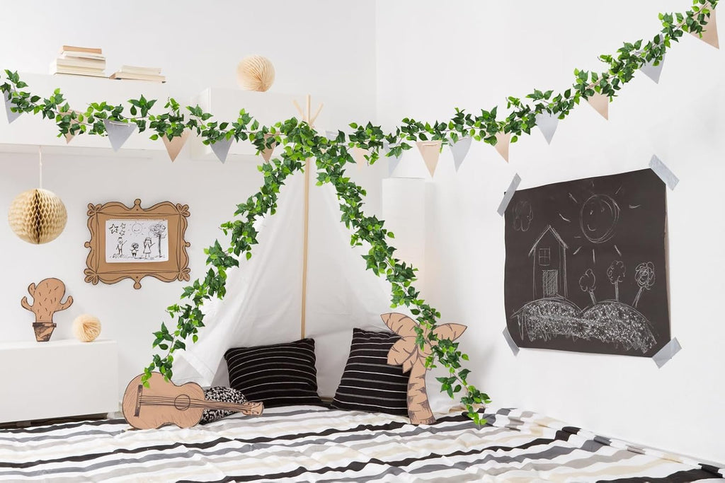 recutms 6pc fake vines artificial ivy garland silk, view 9