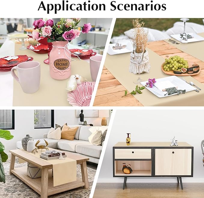 2 Pack Beige Long Table Runner 12 x 108 Inch Solid Color Farmhouse Runners Coffee Table Dresser for Daily Party Home Decoration