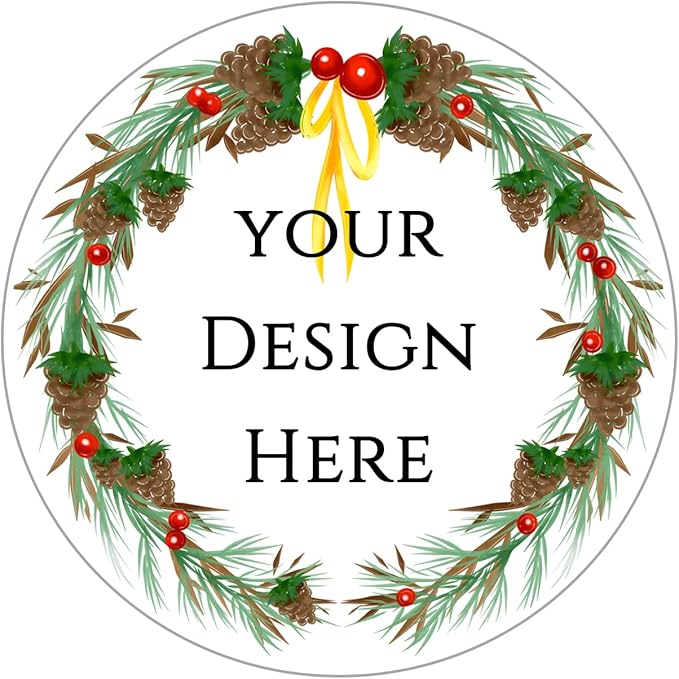 100-1000pcs Custom Stickers Merry Christmas Stickers Personalized Labels Adhesive Xmas Decorative Envelope Seals Stickers for Cards Gift Boxes(Round-5)