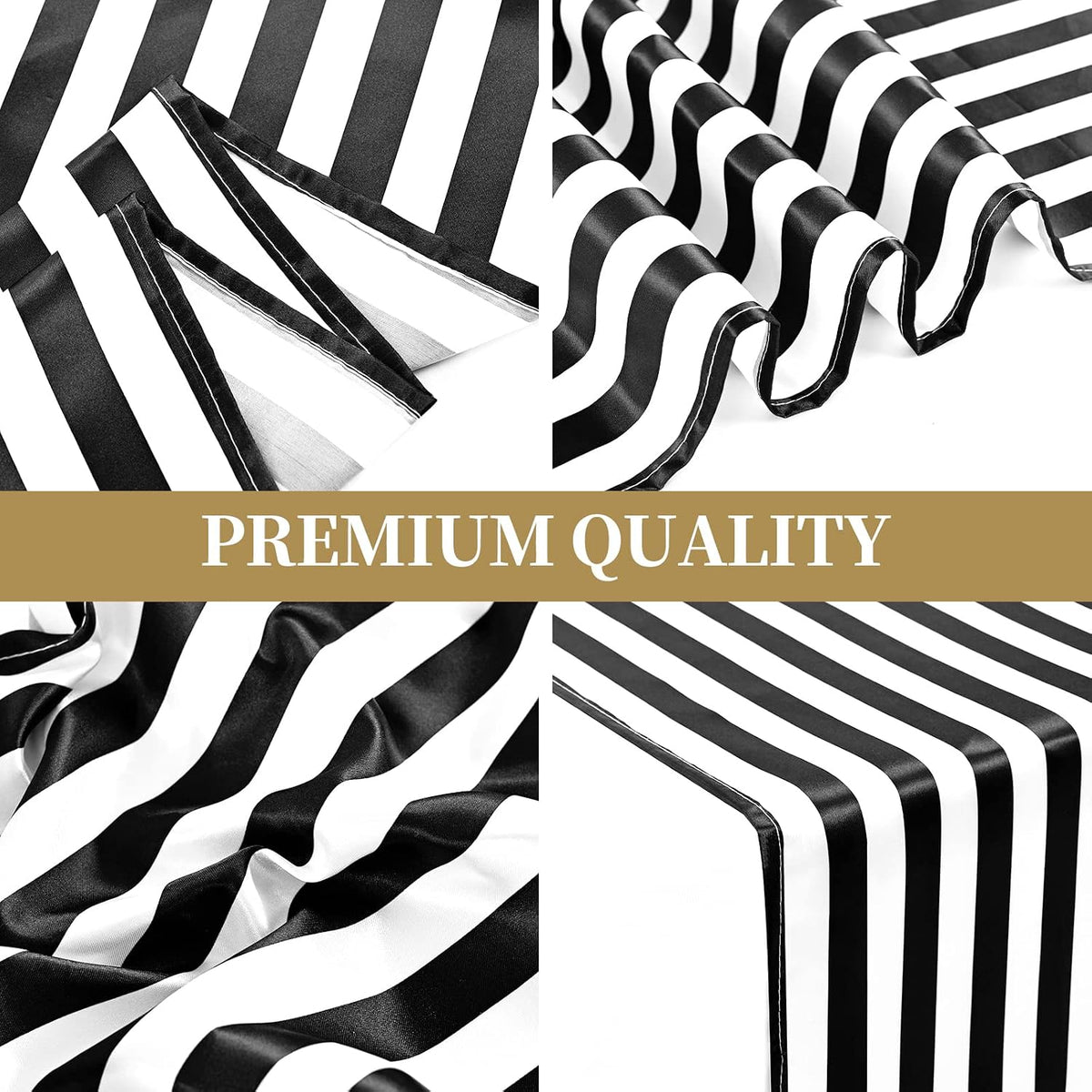 fani 15 Pack Black and White Striped Table Runner, 12 x 72 Inch