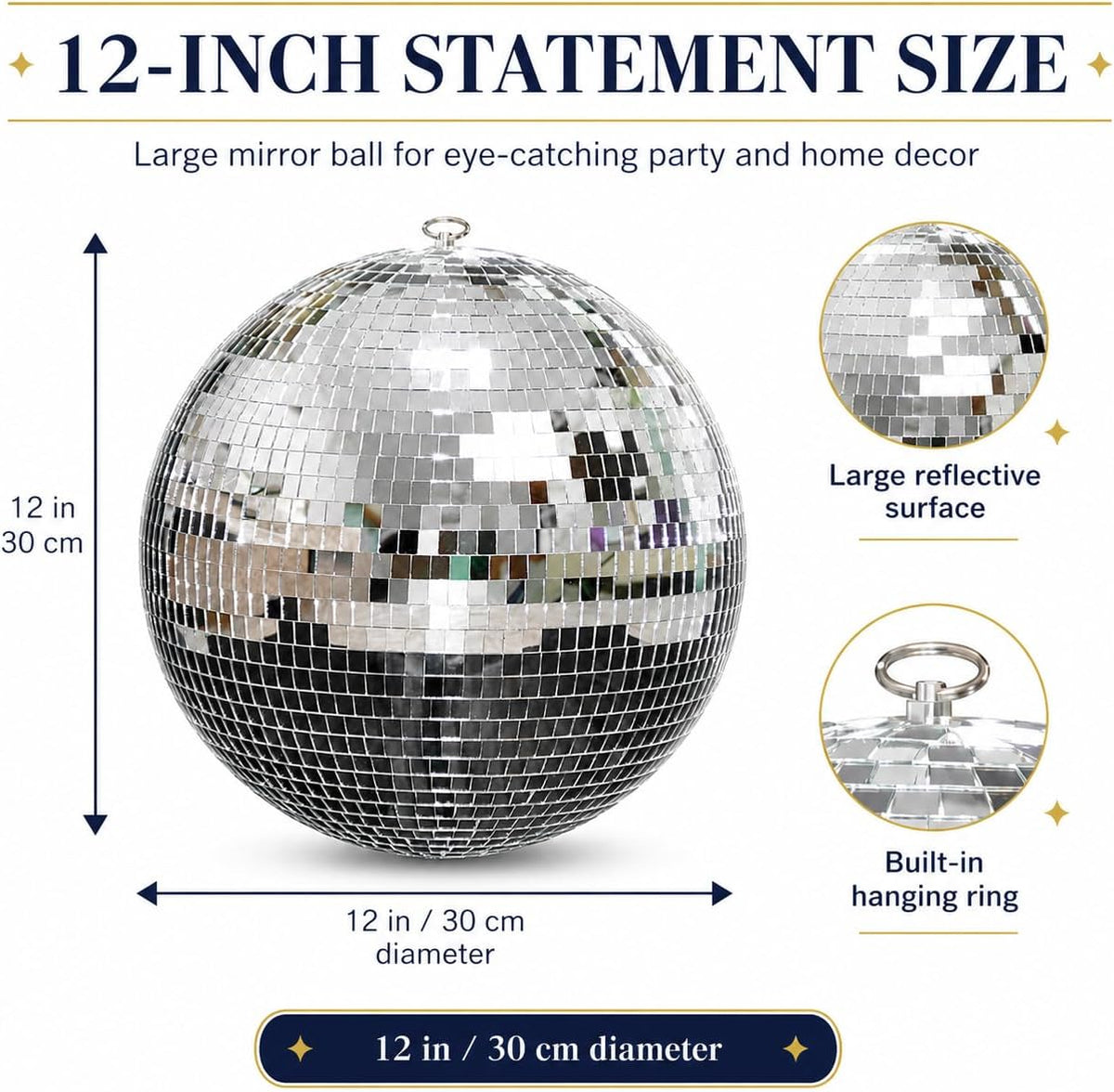 Youdepot 12-Inch Large Hanging Mirror Ball for Disco Party Decor