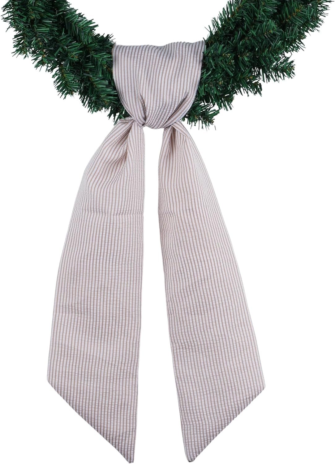 Brown Striped Wreath Sash for Front Door Wreath, 5.12" Wide x 54.33" Fall Thanksgiving Neutral Holiday Door Ribbon Decorations Wedding