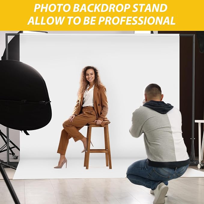 HAITRAL Black Backdrop Banner Stand 10x7 FT,Square Wedding Arch Balloon Metal Frame,Heavy Duty Background Stand Kit,Adjustable Photo Backdrop Stand for for Parties Birthday Video Studio