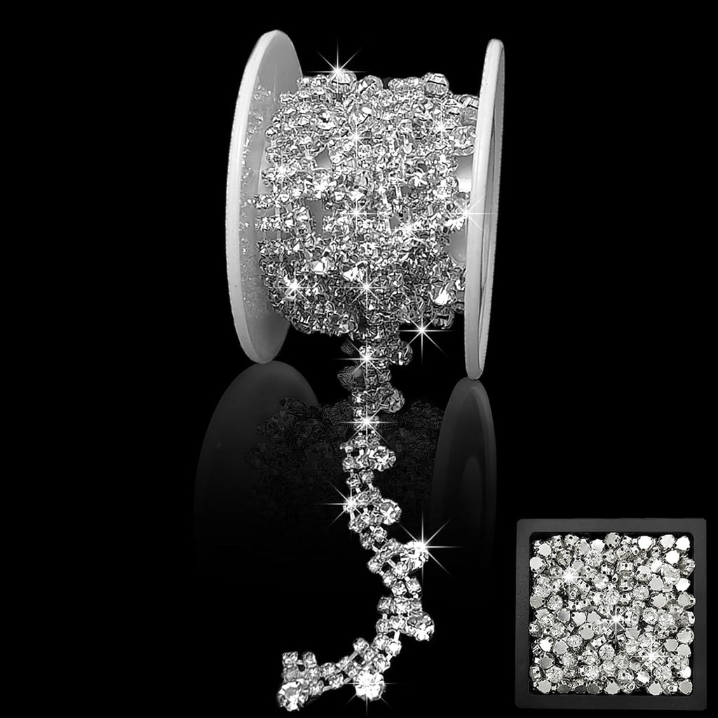 3 yards rhinestone trim chain with 100pcs sew, main product view