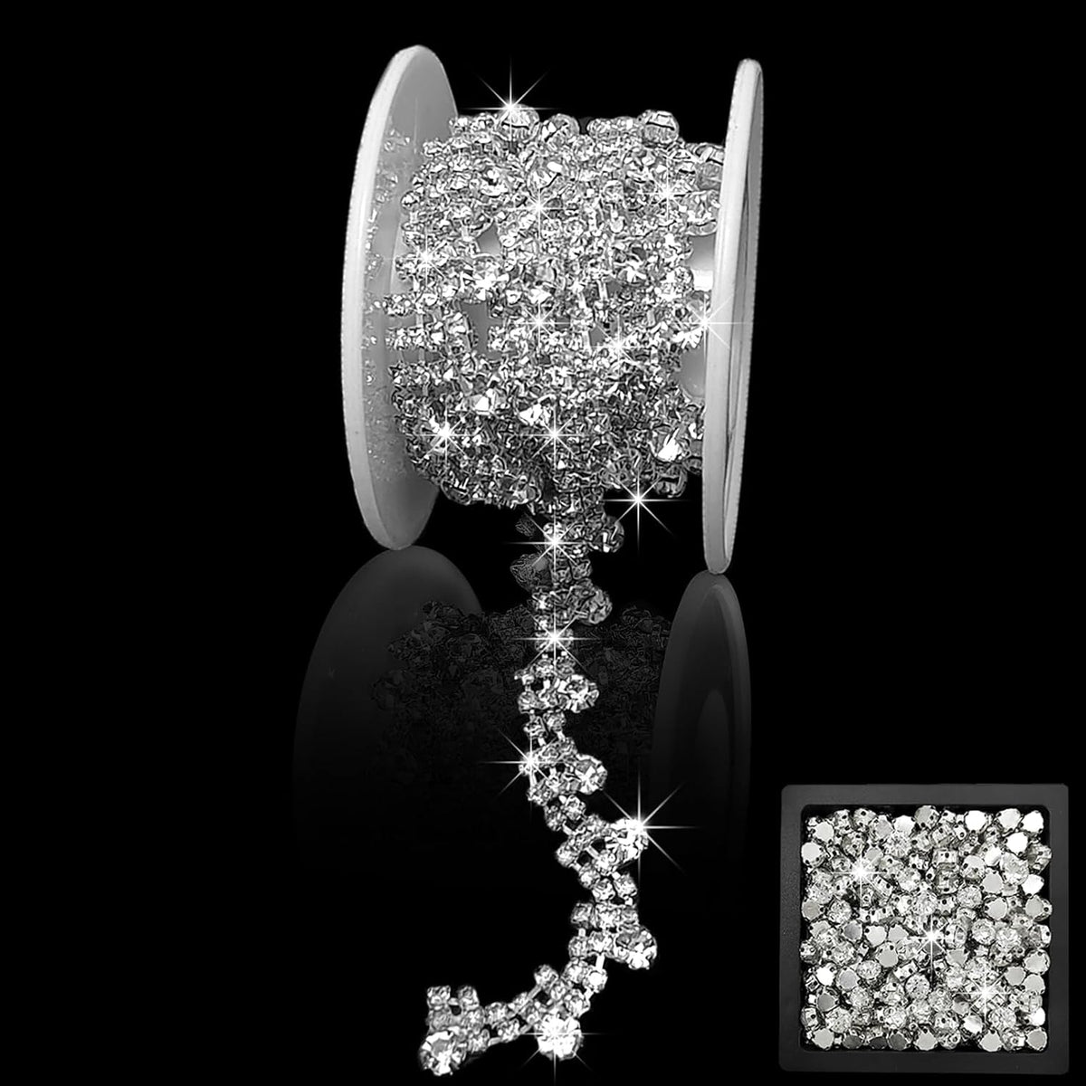 3 yards rhinestone trim chain with 100pcs sew, main product view