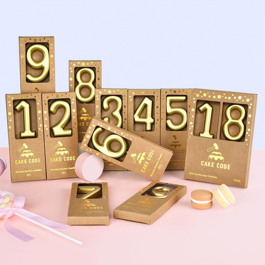 2.76 Inch Classical Gold 30 Number Birthday Candles, Gold and Cake Number Candles for Party Celebration