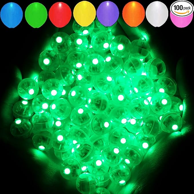 Aogist 100pcs Green Balloon Light, Long Standby Time Waterproof Mini Ball Light, Round LED Lamp for Paper Lantern Balloon Party,Wedding,Birthday,Festival,St. Patrick's Day and Christmas Decorative
