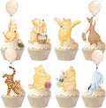 48 Pcs Winnie Cupcake Toppers Classic Pooh Baby Shower Decorations Cute Cake Decorations Oh Baby Newborn Party Favors Boys and Girls First Birthday Supplies